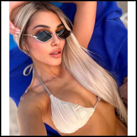 Semi-Rimless Retro Sunglasses UV400 Metal Frame Lightweight main image 4